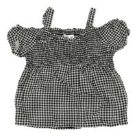 Čierno-biely kockovaný top s odhalenými rameny Abercrombie&Fitch