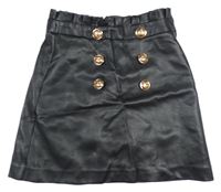 Čierna koženková sukňa s gombíky River Island