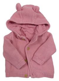 Růžový propínací podšitý svetr s kapucí M&S