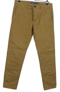 Pánské béžové plátěné chino slim kalhoty Primark vel. 32/34