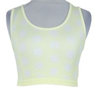 Dámsky žlto-biely kvietkovany crop elastický top Primark