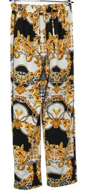 Dámske čierno-béžovo-biele vzorované voľné é nohavice Topshop