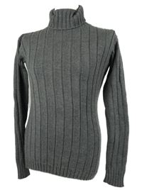 Pánský šedý žebrovaný svetrový rolák 