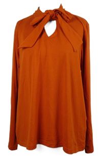 Dámske tehlově červené tričko s vázačkou Isle