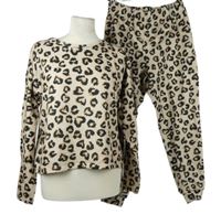 Dámské béžovo-černé vzorované úpletové pyžamo Matalan