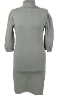 Dámské šedé žebrované šaty s rolákem 