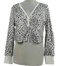 Dámské bílo-hnědo-růžové žebrované crop triko Shein 