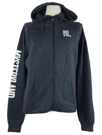 Pánska tmavomodrá prepínaci mikina s nápisom a kapucňou