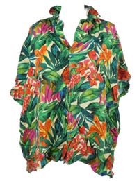 Dámská zeleno-červená květovaná halenka Primark 