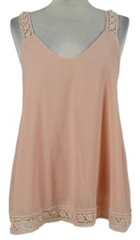 Dámský světlerůžový šifonový top s krajkou Colloseum 