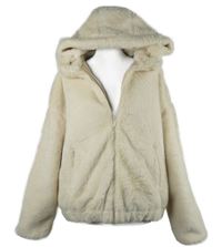 Dámská smetanová kožešinová bunda s kapucí Primark 