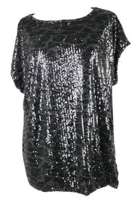 Dámske čierno-strieborné flitrové voľné é tričko Nutmeg