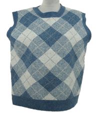 Dámska modro-biela károvaná svetrová vesta Primark