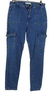 Dámské modré cargo rifle s kapsami Denim 