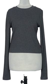 Dámske sivé rebrované crop tričko H&M