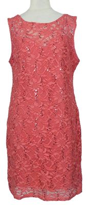 Dámske ružové čipkové šaty s flitrami Lipsy