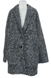 Dámsky sivo-čierny vzorovaný vlnený kabát Next