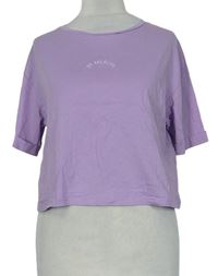 Dámske lila crop tričko s nápisom Primark