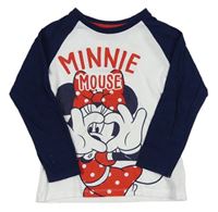 Bílo-tmavomodré triko s Minnie Disney