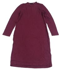 Vínové rebrované šaty M&S