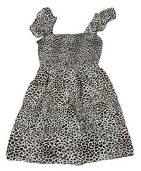 Biele žabičkové šaty s leopardím vzorom Primark
