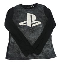 Sivo-čierne tričko s potiskem Playstation zn. H&M