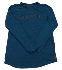 Petrolejové tričko s nápisom