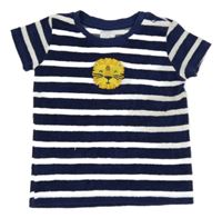 Tmavomodro-biele pruhované froté tričko so lvem Pep&Co