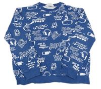 Modrá mikina s obrázkami a nápismi H&M