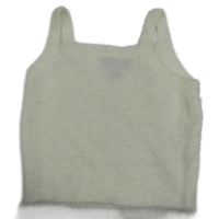 Biely pletený chlpatý crop top New Look