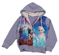 Fialovo-modrá propínací mikina s Frozen a kapucí 