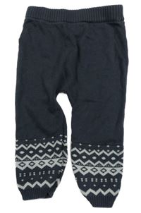 Tmavomodré pletené nohavice so vzorom TU