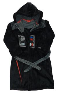 Černo-šedý chlupatý župan Star Wars s kapucí 