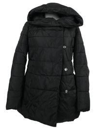 Dámska čierna šušťáková prešívaná zimná parka s kapucňou Amisu