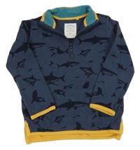 Tmavomodrá mikina so žralokmi Fatface