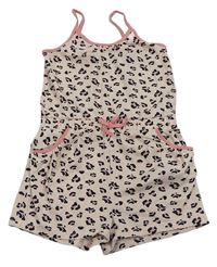 Světlerůžovo-černý vzorovaný kraťasový overal H&M