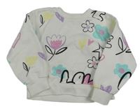 Biela oversize mikina s kvietkami Primark