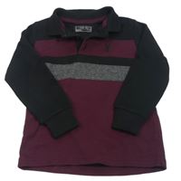 Černo-lilkovo-melírované polo triko Next