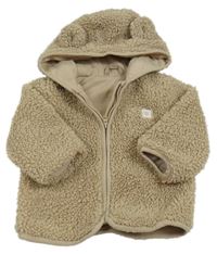 Béžová huňatá podšitá bunda s kapucňou Matalan