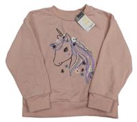 Nové - Svetloružová mikina s jednorožcom PRIMARK