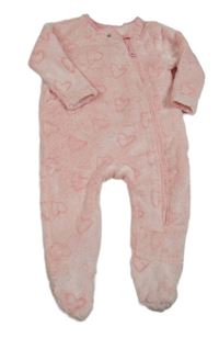 Svetloružový chlpatý overal so srdiečkami zn. Dunnes