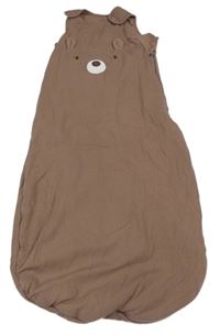 Hnědý žebrovaný zateplený spací pytel s medvedíkom F&F