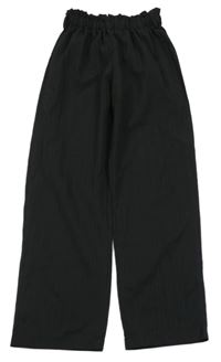 Čierne pruhované paper bag nohavice Shein