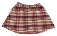 Svetloružová -vínová kockovaná vlnená sukňa Topolino