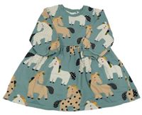 Zelenošedé teplákové šaty s koňmi Next