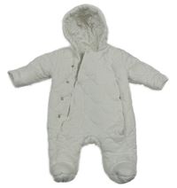 Bílá prošívaná zateplená kombinéza s kapucí George