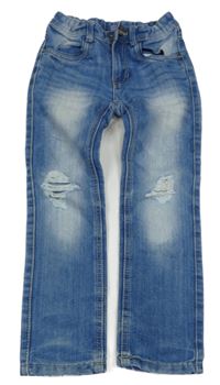 Modré slim rifle s dírami na kolenou Dopodopo