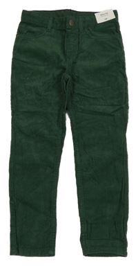Nové - Tmavozelené slim fit manšestráky H&M