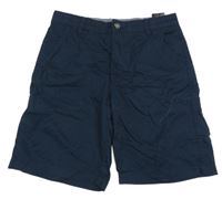 Tmavomodré plátenné chino kraťasy H&M