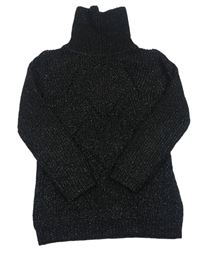 Čierno-sříbrný sveter s rolákom zn. H&M